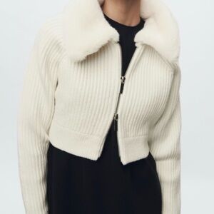 Zara Cream Ribbed Cardigan, NWT, Small